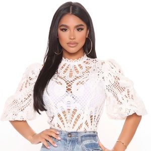 Crochet away lace top fashion nova